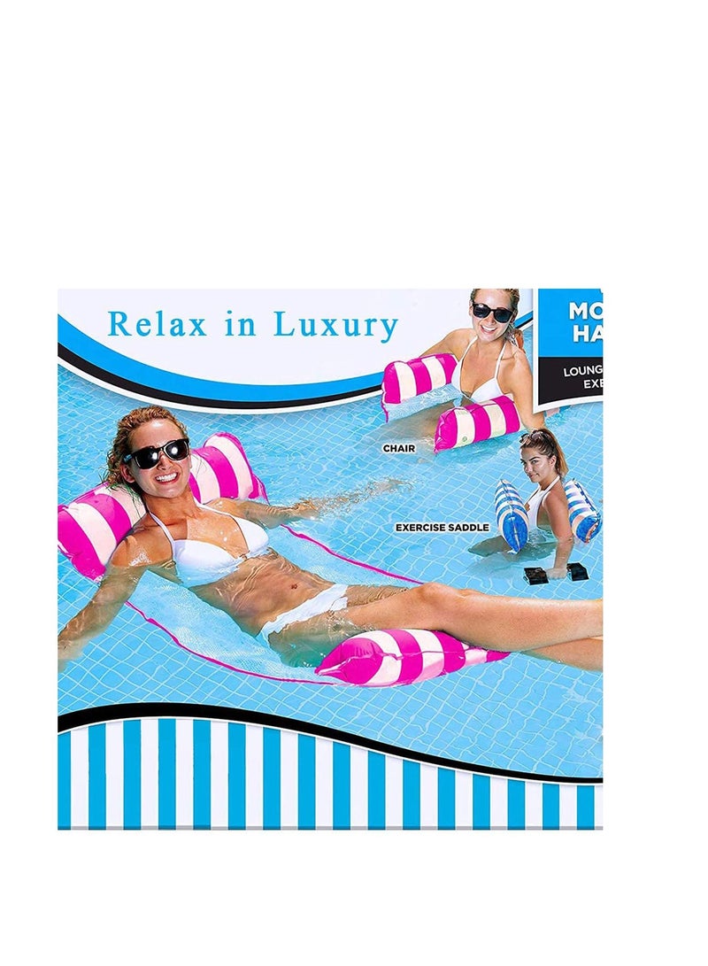 واي آند دي أرجوحة عائمة لحمام السباحة ، عبوتان باللونين الوردي والأزرق الفاتح 4 في 1 متعددة الأغراض قابلة للنفخ الفناء الخلفي للسباحة كرسي سرج للكبار والأطفال - Image 4