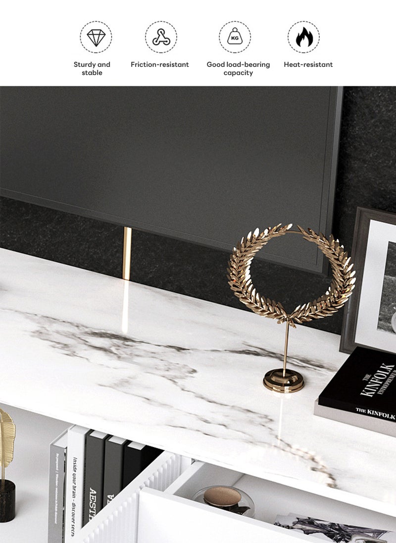 Sharpdo Luxury-Style Tv Cabinet, Scandinavian-Style Living Room Furniture, Living Room Tv Stand, Tv Furniture, Double-Door Four-Drawer Combination Storage Cabinet, 160*30*40cm - Image 4