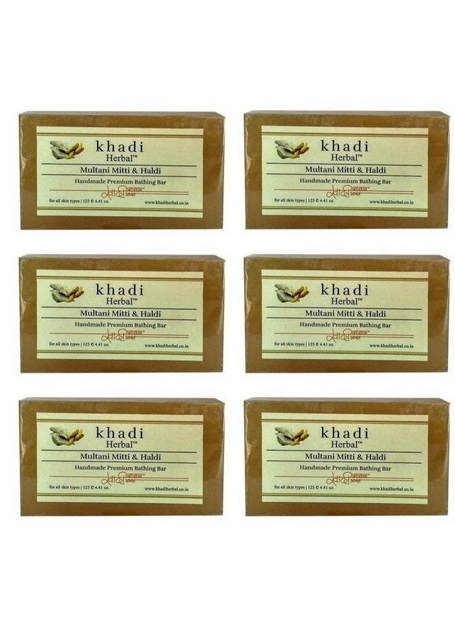 Khadi Herbal - Multani Mitti Bath Soap 6 * 125Gm L Parvati Gramodyog Herbal Products Made In India - Image 1