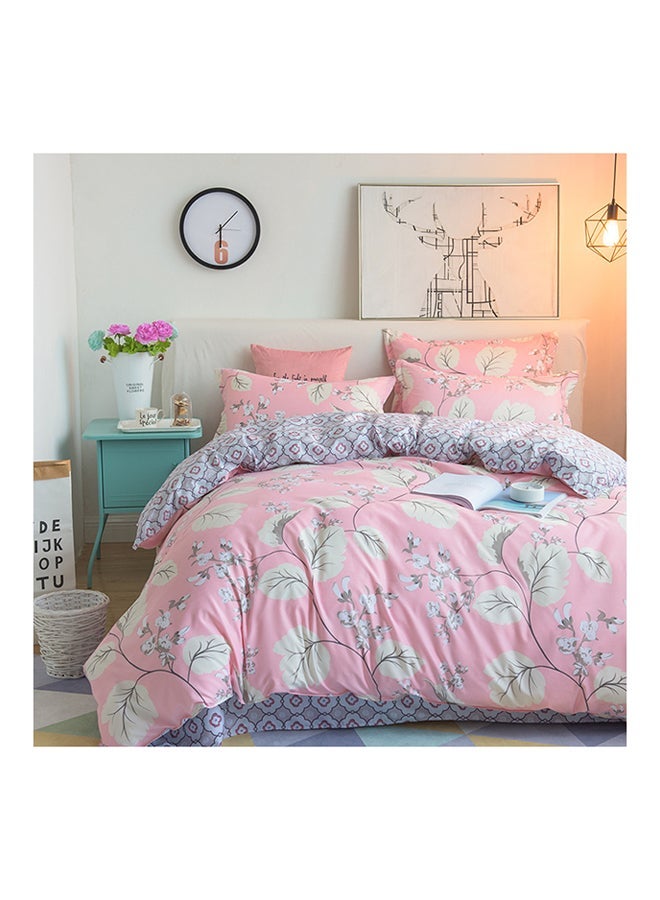 NIBEMINENT 4-Piece Floral Printed Cotton Bedding Set Multicolour Queen