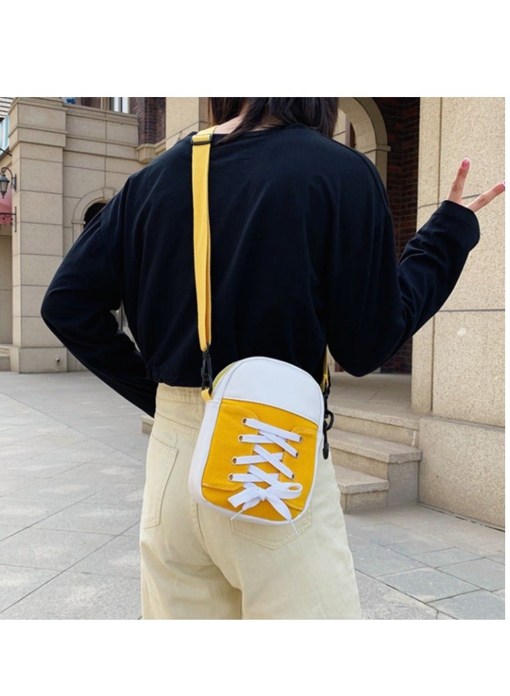 OASIS-TH Women Shoulder Crossbody Bag Multifunction Phone Diagonal Bags with Adjustable Strap Sneaker Shape Yellow - Image 1