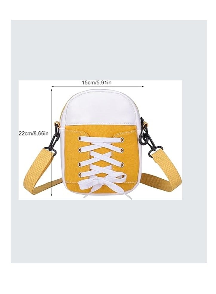 OASIS-TH Women Shoulder Crossbody Bag Multifunction Phone Diagonal Bags with Adjustable Strap Sneaker Shape Yellow - Image 3