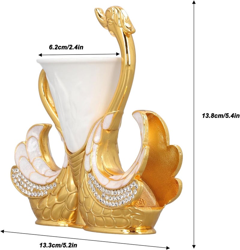 Swan Shape Spoon Holder with 6 Spoons, Elegant Zinc Alloy Dinnerware Set for Coffee Fruits Desserts, Mirror Polished Craft (#1) - Image 3