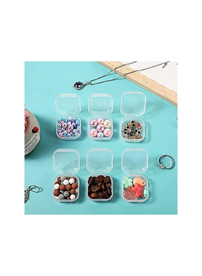 KASTWAVE Box, 6 Pack Small Clear Plastic Storage Containers with Hinged Lids for Organizing, Mini Beads Storage Containers Box for Jewelry, Hardware, Crafts, Pills, Tiny Beads (1.37 x 1.37 x 0.7 in) - Image 2