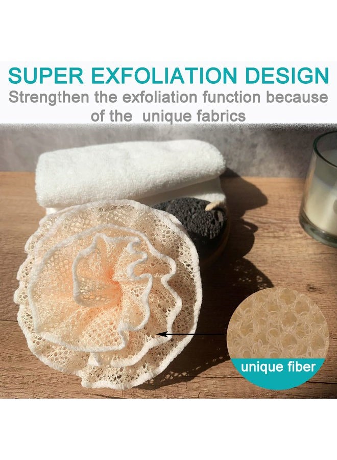 Mr.Cui'shop 4 pcs/set 2 Soft Weave Home Spa Exfoliating Face and Body Wash Cloths, Dual-Textured for Shower & 2 Bath Spa Puff Scrubber Ball - Remove Dead Skin - Great for Skin Care in the Bath - Rich Foams Bubble - Image 3