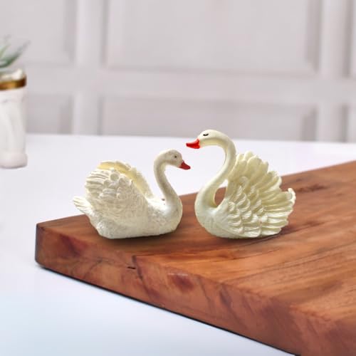 CraftVatika Swan Couple Showpiece Gift, Duck Couple Miniature Showpiece Gift for Valentine Day, Home Decor Items, Table Decoration Items, Birthday (Type 3), White - Image 1