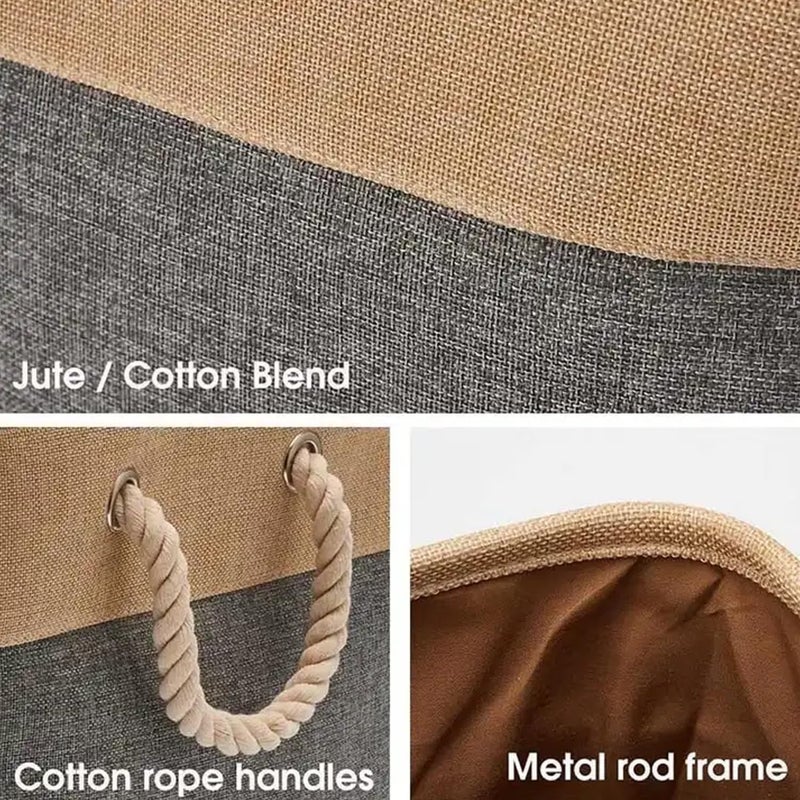 Kuber Industries Sqaure Storage Basket With Handle|Foldable Storage Organizer|Idol For Home D?cor, Storing Toys, Kids Clothes (Khaki-Brown) - Image 5