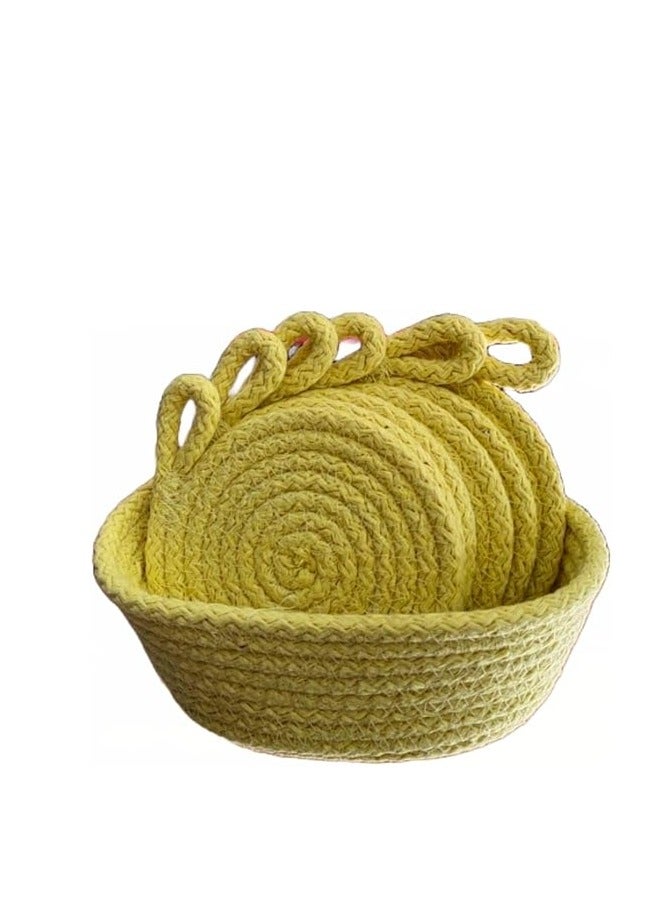 عام مجموعة قواعد ماصة لاكواب المشروبات مصنوعة من قطن منسوج بتصميم بسيط جميل لحماية الترابيزة وديكور المنزل، متوافقة مع جميع انواع الاكواب، مكونة من 6 قطع وحامل + سلة للملاعق وادوات المائدة منMZ - Image 2