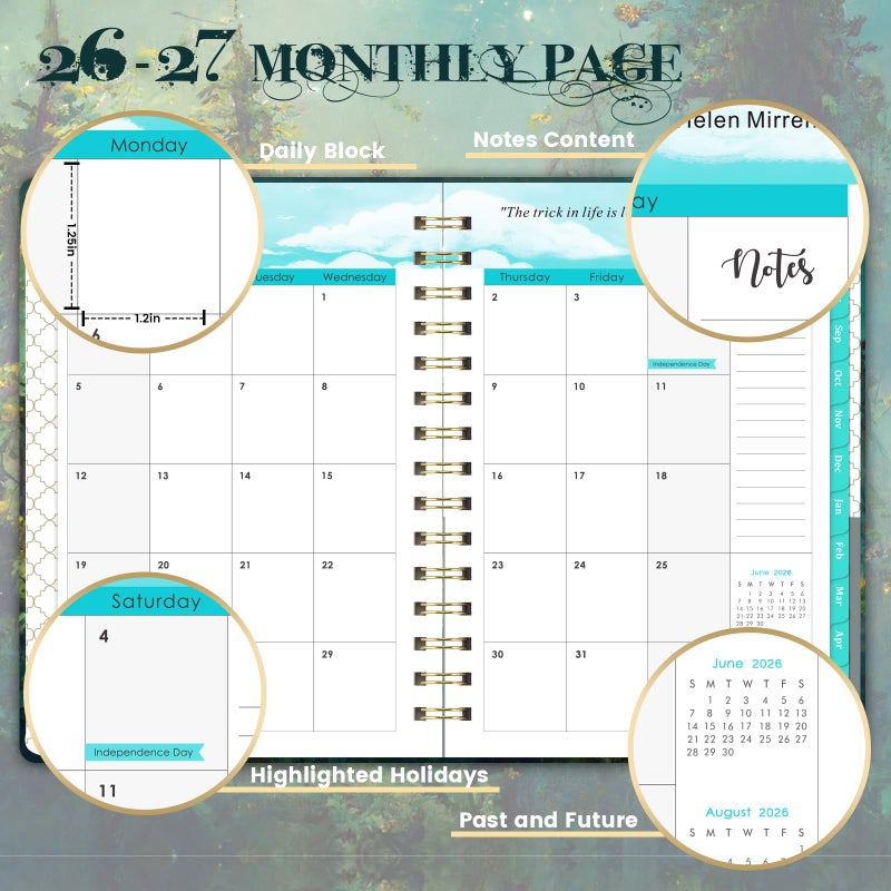 Pinchoco Planner 2026-2027 - Academic Planner 2026-2027, Jul. 2026 - Jun. 2027, 6.3" x 8.4", Weekly and Monthly with Tabs, 26-27 Calendar Planner, Hardcover, Inner Pocket, Thick Paper - Image 4