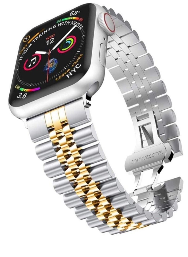ELTRAZONE Replacement Band Compatible with Apple Watch 45mm / 44mm / 42mm, Stainless Steel Solid Strap Metal Bracelet for Apple Watch Series 7 6 5 4 3 2 SE - Image 1