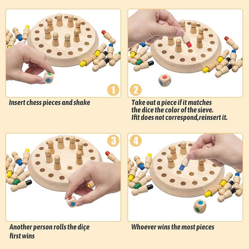 Fiddlys Wooden Memory Chess Game for Kids | Fun Indoor Board Game for 5-10 Years | Mind Logic Memory Match Stick Game | Brain Booster Toy for Boys & Girls | Kids Board Games 7+ Years (Memory Chess) - Image 3