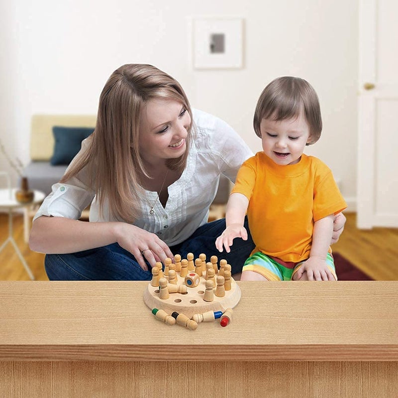 Fiddlys Wooden Memory Chess Game for Kids | Fun Indoor Board Game for 5-10 Years | Mind Logic Memory Match Stick Game | Brain Booster Toy for Boys & Girls | Kids Board Games 7+ Years (Memory Chess) - Image 1