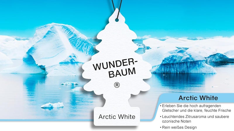 WUNDER-BAUM Little Trees Air Freshener Tree MTR0061 Arctic White Fragrance - Single Pack - Image 3