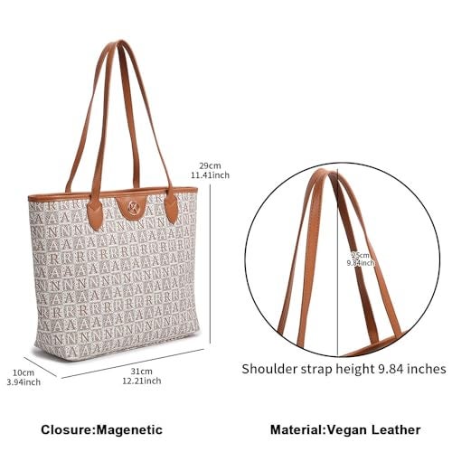 NOJTI Women’s Handbag Tote Bag Premium PU Leather Shoulder Bag with Top Handle & Detachable Strap – Stylish Large Capacity Purse for Office, Casual & Party Use (H238-Brown) - Image 5
