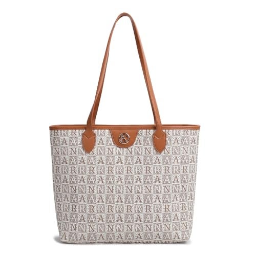 NOJTI Women’s Handbag Tote Bag Premium PU Leather Shoulder Bag with Top Handle & Detachable Strap – Stylish Large Capacity Purse for Office, Casual & Party Use (H238-Brown) - Image 1