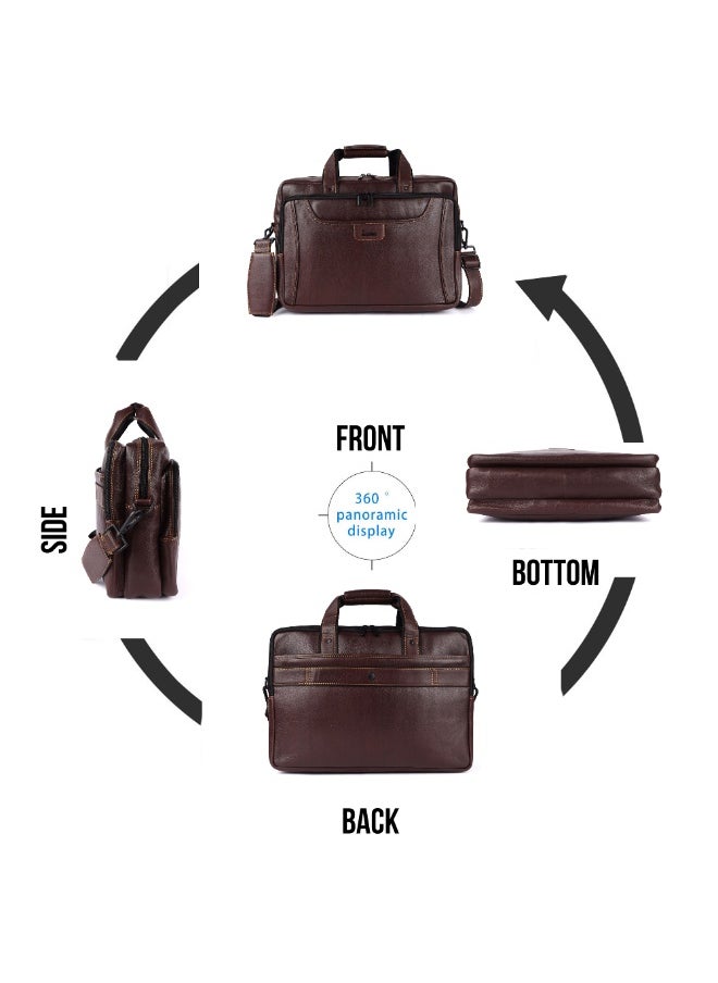 LAVERI LEATHER LAVERI Laptop Bag for Men - Leather Messenger Bag for Office - Fits up to 15 Inch Laptop - Shoulder Bag with Multiple Compartments - Executive Leather Bag for Work/Travel/Casual  - 2818  - Image 4