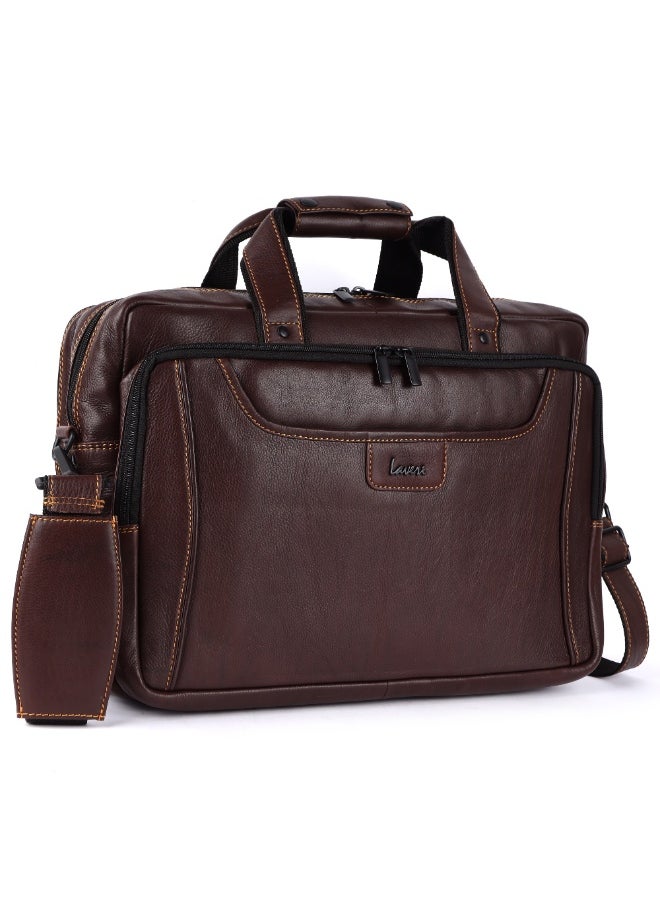 LAVERI LEATHER LAVERI Laptop Bag for Men - Leather Messenger Bag for Office - Fits up to 15 Inch Laptop - Shoulder Bag with Multiple Compartments - Executive Leather Bag for Work/Travel/Casual  - 2818  - Image 1