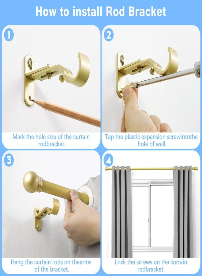 AMZSEVEN Curtain Rods for Windows 16 to 48 Inches, Curtain Rod Max Adjustable Length of 60 IN, 1" Diameter Drapery Rods Round Finials, Warm Gold 1 Pack - Image 5
