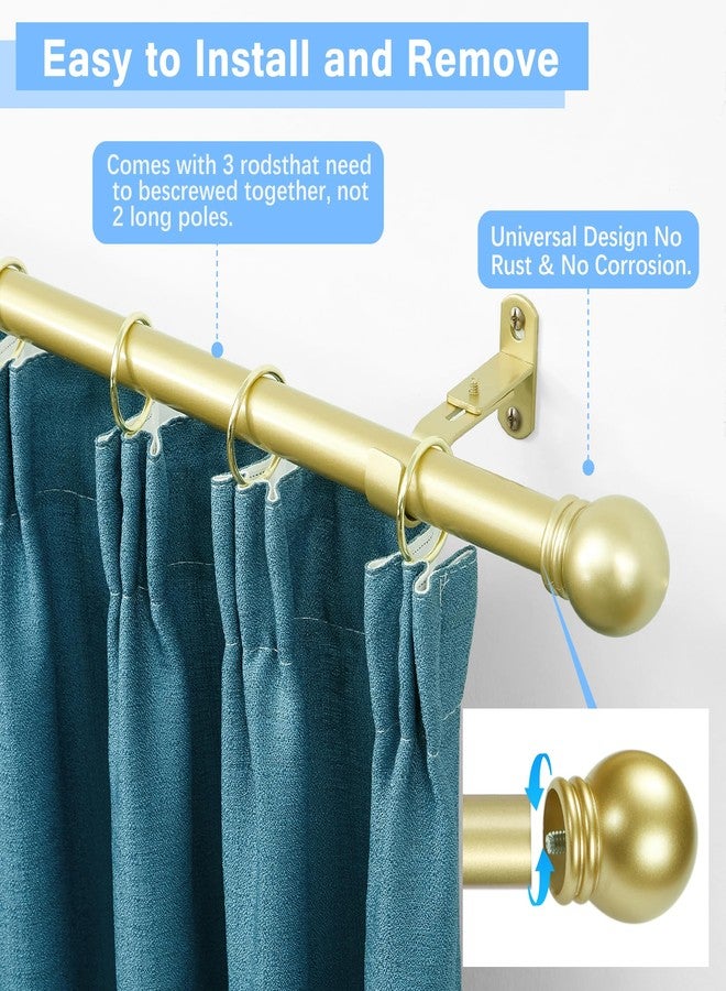 AMZSEVEN Curtain Rods for Windows 16 to 48 Inches, Curtain Rod Max Adjustable Length of 60 IN, 1" Diameter Drapery Rods Round Finials, Warm Gold 1 Pack - Image 2