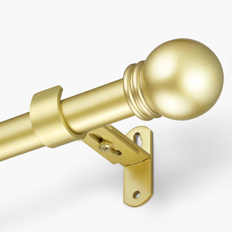 AMZSEVEN Curtain Rods for Windows 16 to 48 Inches, Curtain Rod Max Adjustable Length of 60 IN, 1" Diameter Drapery Rods Round Finials, Warm Gold 1 Pack - Image 1