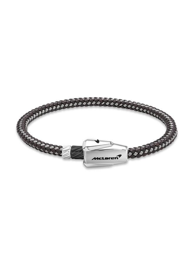 McLaren Stainless Steel Leather Braided Bracelet - Image 1