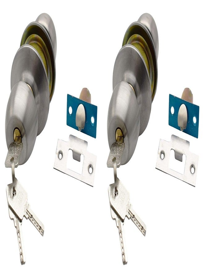 RAB Cylindrical Lock Stainless Steel Door Cylinder Lock for Main Doors (Code:- Normal Key, Finish- Matt, Pack of 2 Set Lock) - Image 1