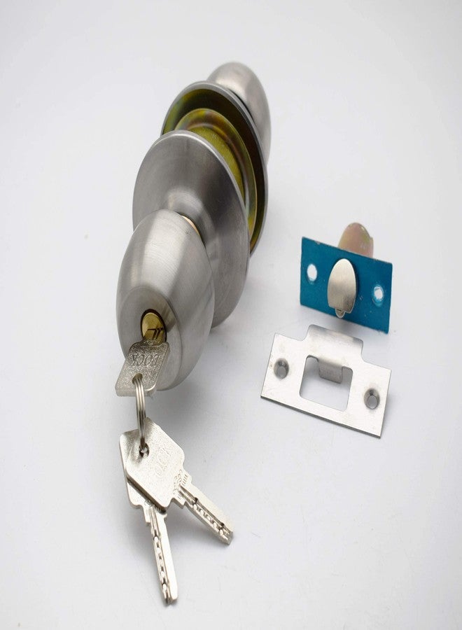 RAB Cylindrical Lock Stainless Steel Door Cylinder Lock for Main Doors (Code:- Normal Key, Finish- Matt, Pack of 2 Set Lock) - Image 2