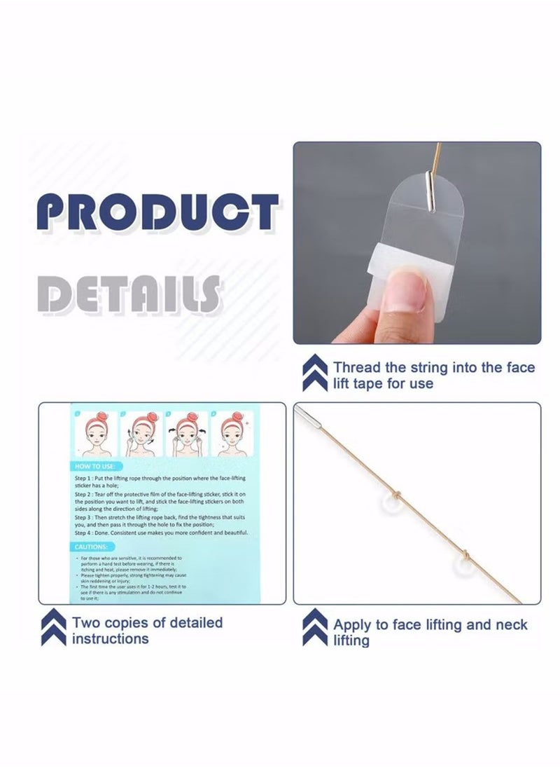 Generic - 40 Pcs Face Lifting Tapes with 8 Pcs Lifting Rope Sets Invisible Face Lift Tape Instant Face Lift Sticker Adhesive Lifting Patch Quick Face Lifting Band Neck Eye Lift Tape for Women Face Beauty - Image 1