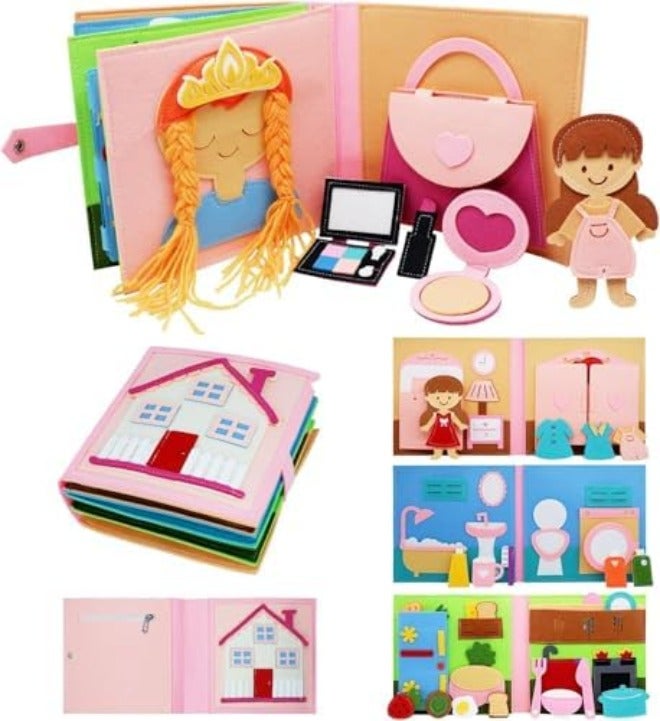 AM ANNA Montessori Busy Book for Toddlers,Quiet Activity Book with Life Skills,Cognition,Sorting,Matching,Kids DIY Felt Quiet Book,Pretend Play Dress UP Game Early Learning Educational Travel  Toys - Image 2