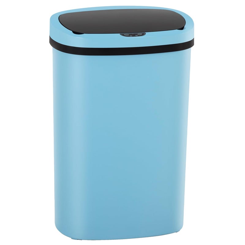 BestOffice | 13 Gallon Plastic Trash Can with Lid | Blue | Automatic Touchless Garbage Can | Odor Control | Modern Oval Design | Easy to Clean | Fits Any Kitchen, Bathroom, Office or Home - Image 1