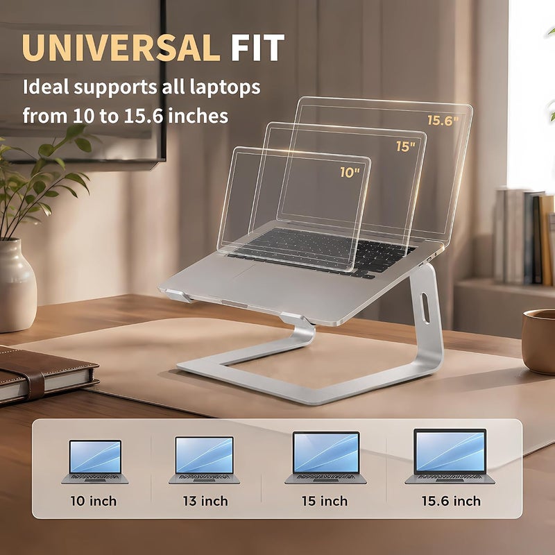 Orionstar حامل لابتوب أوريون ستار المحمول من الألومنيوم، رافع لابتوب متوافق مع أبل ماك وماك بوك إير برو من 10 إلى 15.6 بوصة، حامل رفع مريح قابل للفصل، فضي - Image 4