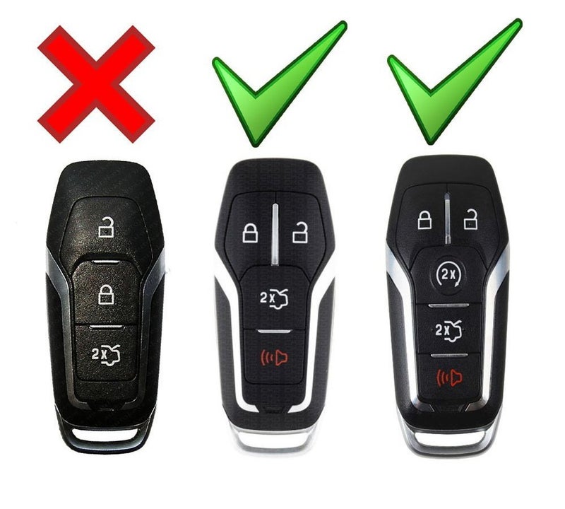 iJDMTOY Exact Fit Black Glossy Carbon Fiber Pattern Key Fob Shell w/Keychain Compatible with Ford or Lincoln 4/5-Button Intelligent Access Key - Image 2