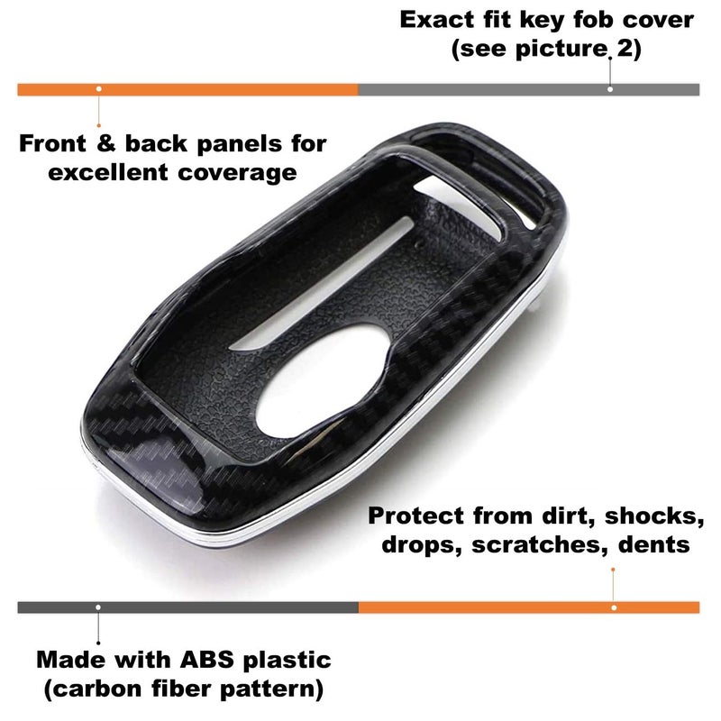 iJDMTOY Exact Fit Black Glossy Carbon Fiber Pattern Key Fob Shell w/Keychain Compatible with Ford or Lincoln 4/5-Button Intelligent Access Key - Image 3