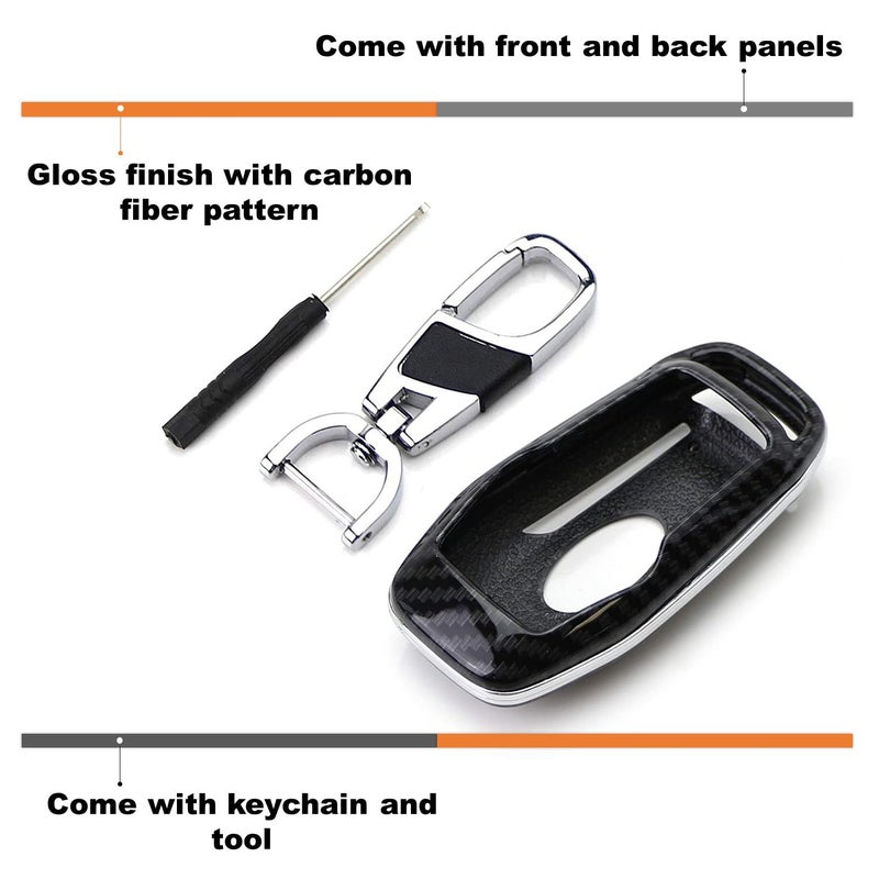 iJDMTOY Exact Fit Black Glossy Carbon Fiber Pattern Key Fob Shell w/Keychain Compatible with Ford or Lincoln 4/5-Button Intelligent Access Key - Image 4