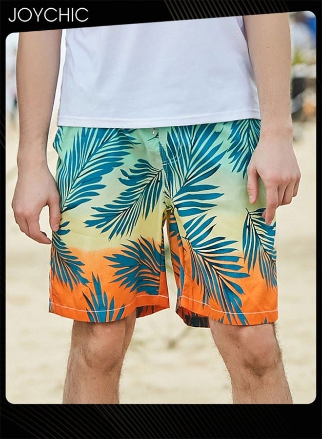 Joychic شورتات شاطئ صيفية للرجال فضفاضة سريعة الجفاف وقابلة للتنفس بنمط أوراق للتزلج على الأمواج - Image 1