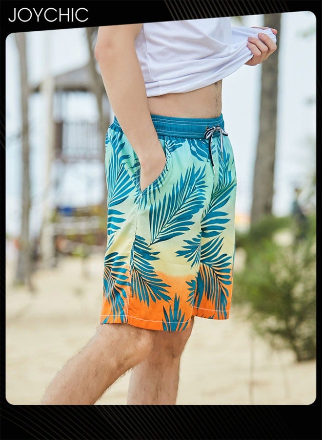 Joychic شورتات شاطئ صيفية للرجال فضفاضة سريعة الجفاف وقابلة للتنفس بنمط أوراق للتزلج على الأمواج - Image 2