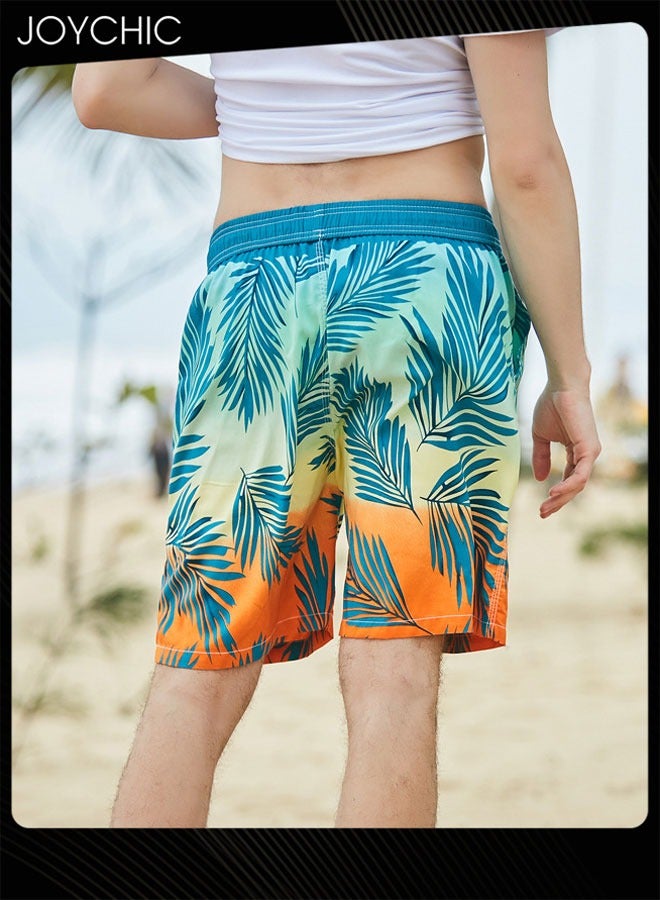 Joychic شورتات شاطئ صيفية للرجال فضفاضة سريعة الجفاف وقابلة للتنفس بنمط أوراق للتزلج على الأمواج - Image 3
