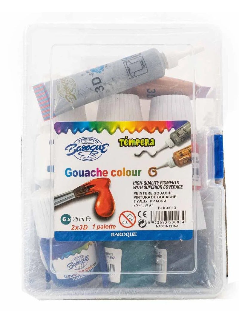 Baroque Gouache Painting Colour Set of 6 Pieces - Image 1