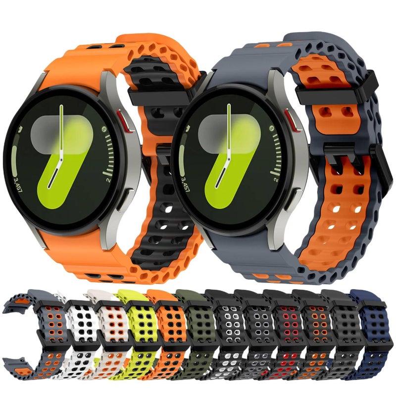 سوار ساعة ذكية باللون أسود قابل للتعديل رياضي من السيليكون متوافق مع Samsung Galaxy Watch 7 بملاءمة قابلة للتعديل وحزام ناعم للاستبدال اليومي للحمل اليومي للاستخدام المتكرر - Image 2