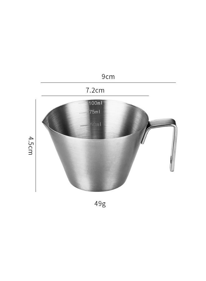 304 Stainless Steel Coffee Extraction Cup with Measurement Scale - Small Milk Frothing Cup for Espresso (100ml)