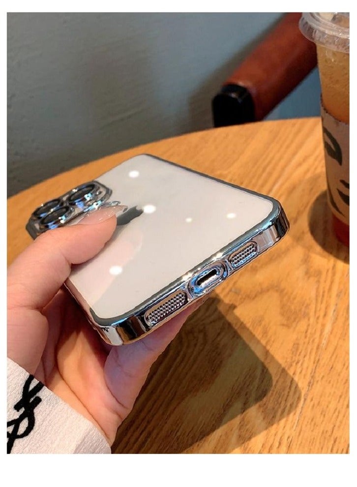 Gasin iPhone 15 Pro Mobile Phone Case Protective Cover Soft Shell Electroplated Anti-fall Silver - Image 3