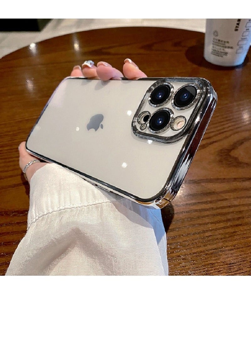 Gasin iPhone 15 Pro Mobile Phone Case Protective Cover Soft Shell Electroplated Anti-fall Silver - Image 2