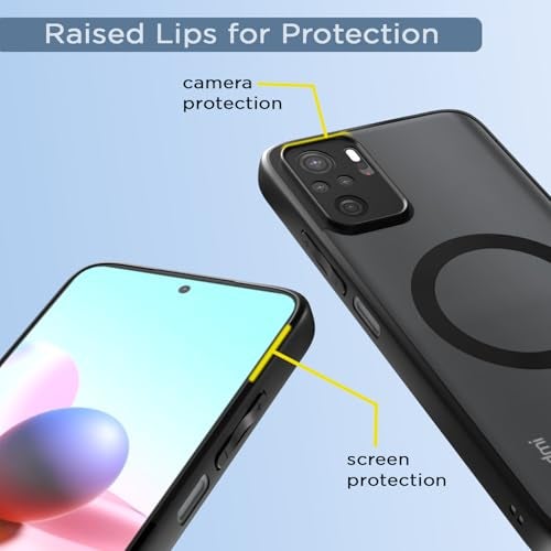 Pikkme Back Cover for Redmi Note 10 / Note 10s Compatible with Mag-Safe | Shockproof Design | Hard Transparent Back Case (Black Mag-Safe) - Image 4