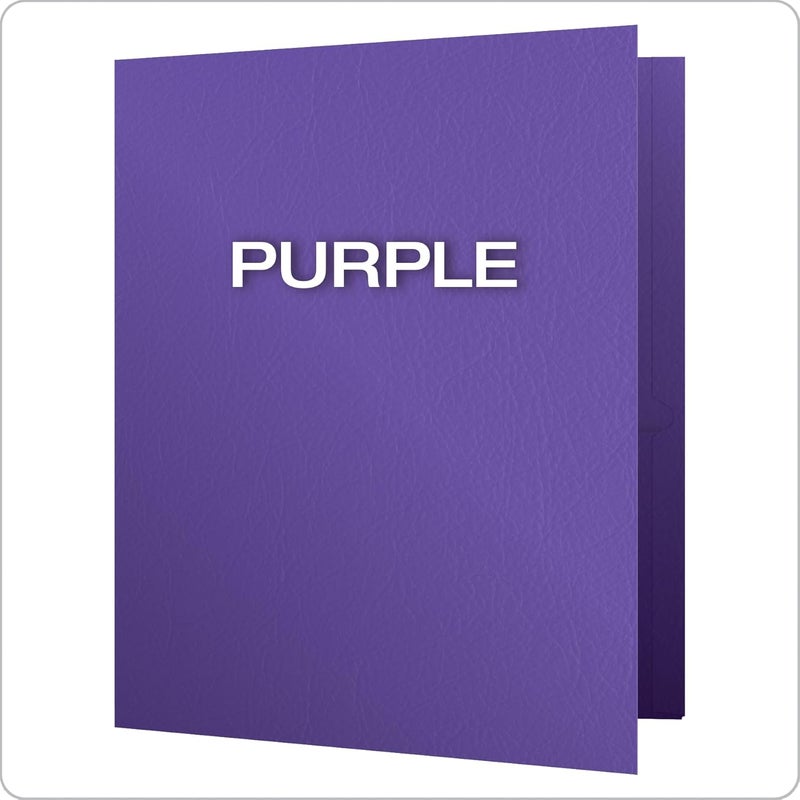 Oxford Two Pocket Folders, Textured Paper, Purple, For School, Home, and Office, Letter Size, 25 Per Box (57514EE) - Image 3