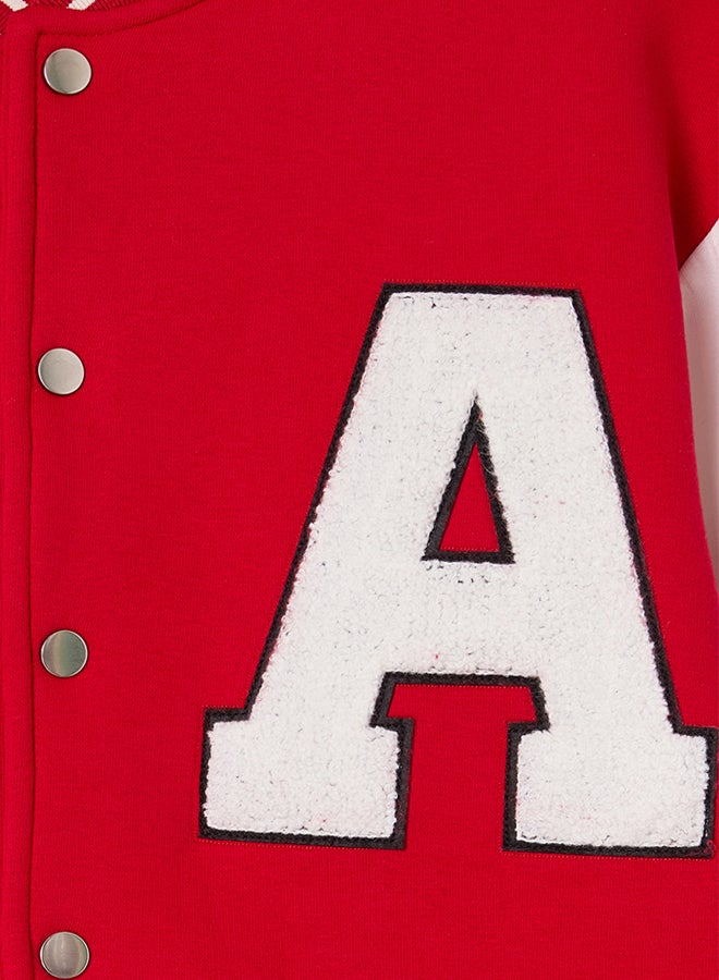 trendyol Red Oversize/Wide Cut Color Block Thick/Red-Inside Bomber Jacket - Image 4