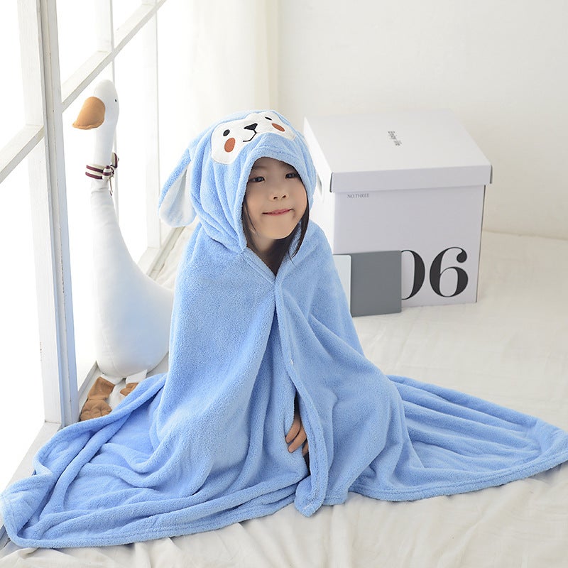 Manufacturer Coral Velvet Children'S Bath Towel Cloak Cartoon Hooded Bathrobe Printed Logo Outing Cloak Baby Bath Towel - Image 4