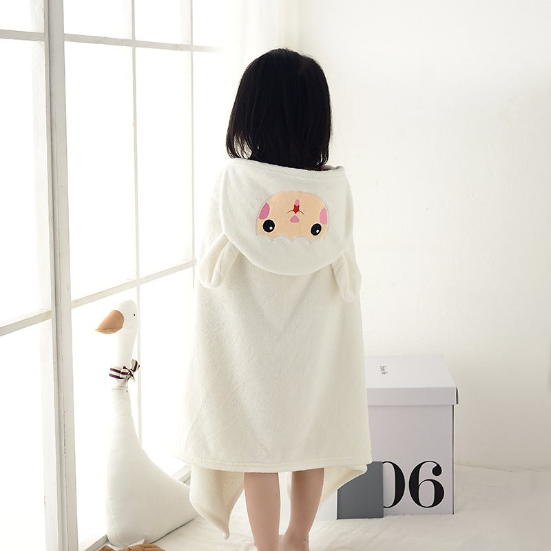 Manufacturer Coral Velvet Children'S Bath Towel Cloak Cartoon Hooded Bathrobe Printed Logo Outing Cloak Baby Bath Towel - Image 2