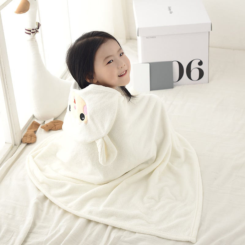 Manufacturer Coral Velvet Children'S Bath Towel Cloak Cartoon Hooded Bathrobe Printed Logo Outing Cloak Baby Bath Towel - Image 3