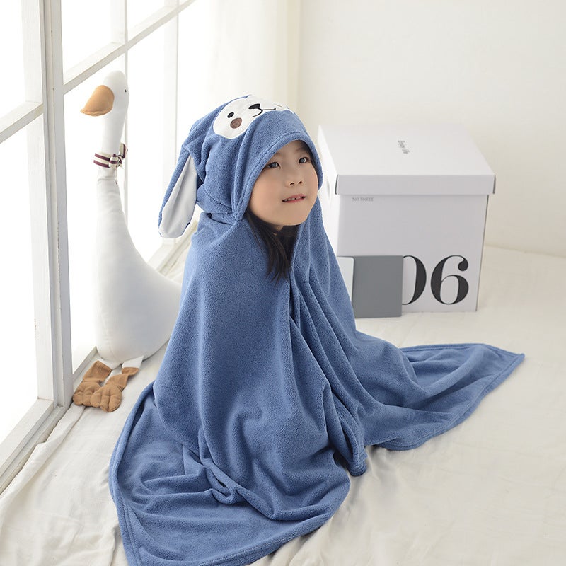 Manufacturer Coral Velvet Children'S Bath Towel Cloak Cartoon Hooded Bathrobe Printed Logo Outing Cloak Baby Bath Towel - Image 1