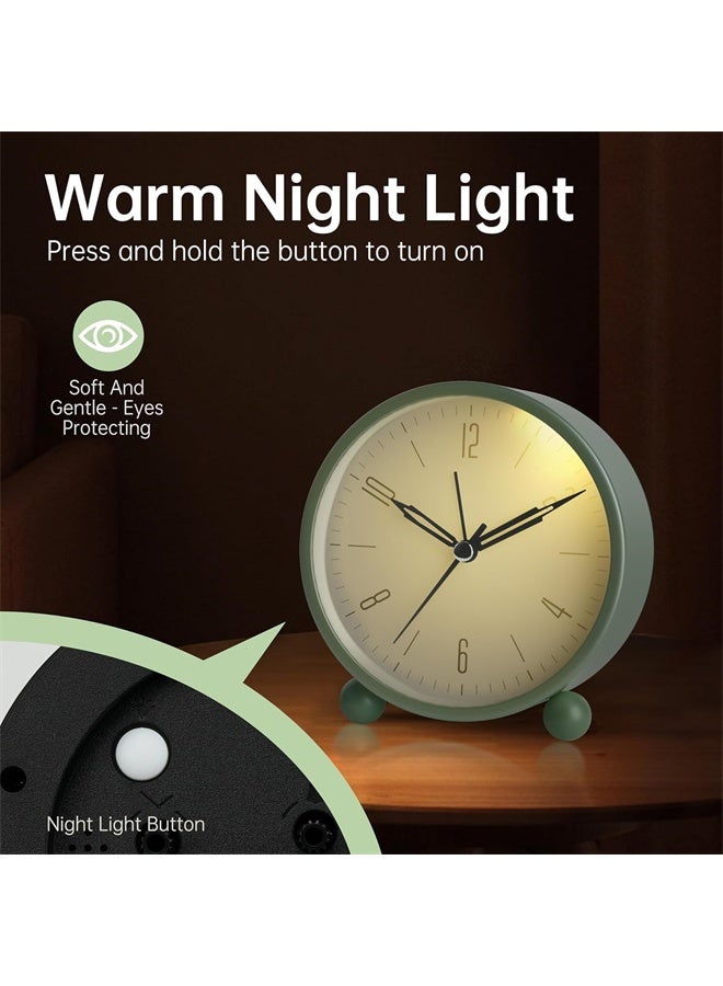 هومستر ساعة المنبه, سوبر هادئة غير تثبيت مع ضوء الليل, تعمل البطارية, ساعة غرفة النوم,ساعة المنبه المعدنية المستديرة المألوفة للمكتب, كبار السن, الكبار, الأطفال, هدية المدرسة, أخضر - Image 4